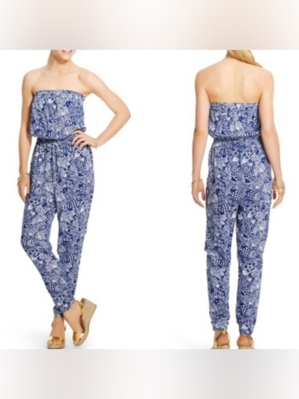 Lully Pulitzer upstream fish jumper/romper blue and white strapless